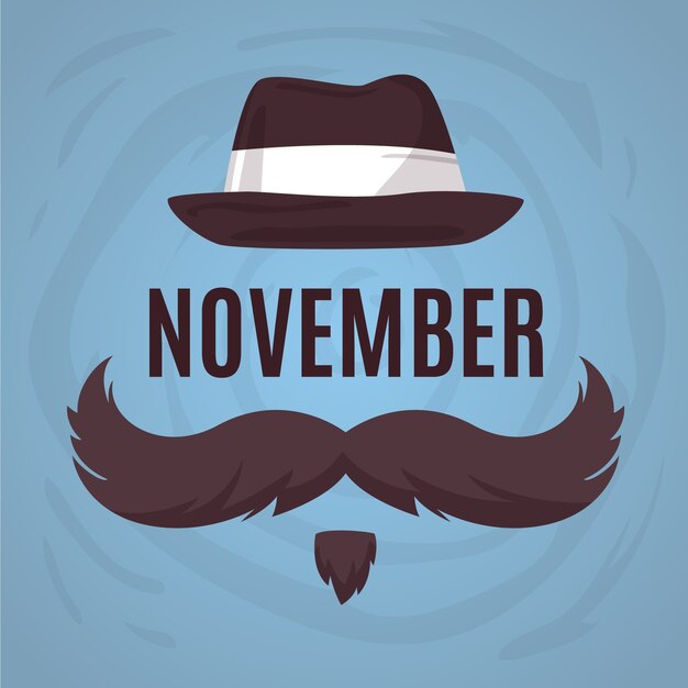 Platte ontwerp movember maand achtergrond