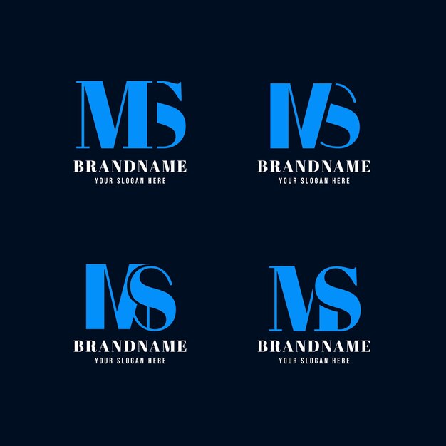 Platte ontwerp ms logo collectie