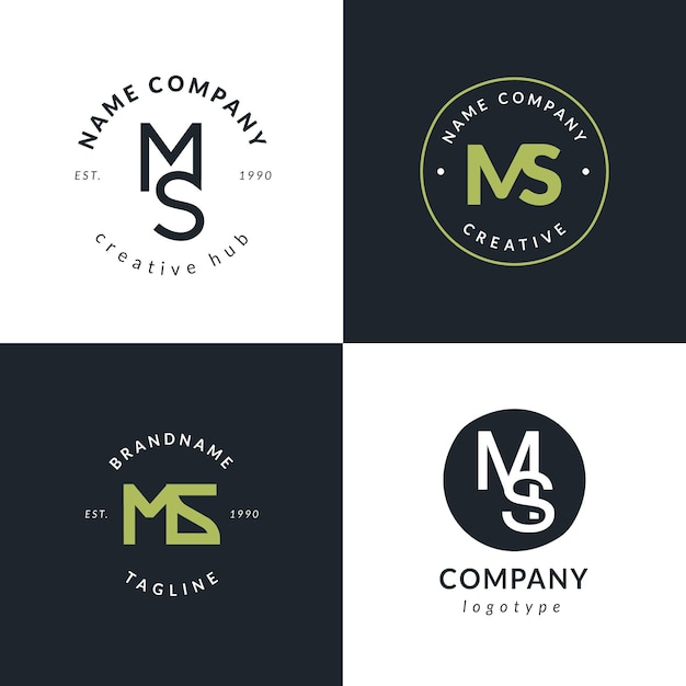 Platte ontwerp ms logo-collectie
