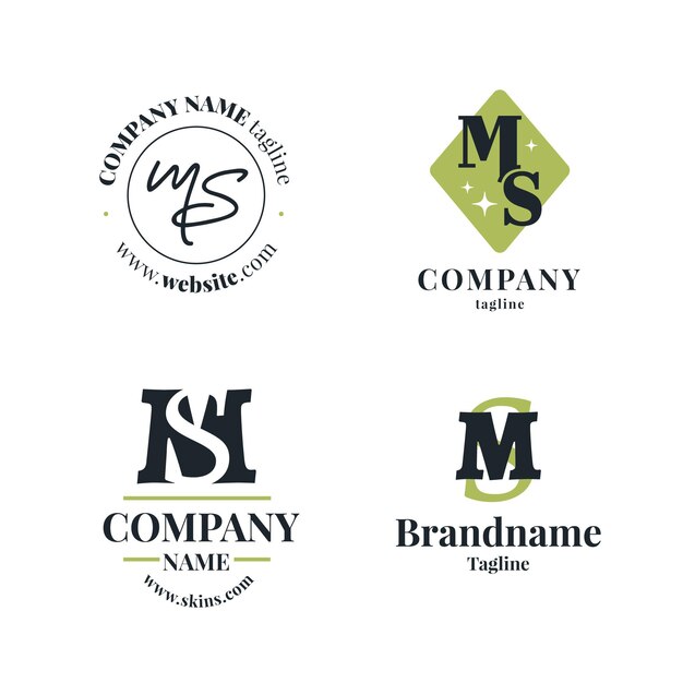 Platte ontwerp ms logo-collectie