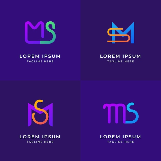 Gratis vector platte ontwerp ms-logo's instellen