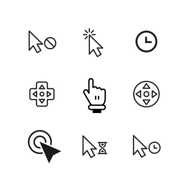 Platte ontwerp muis cursor element set