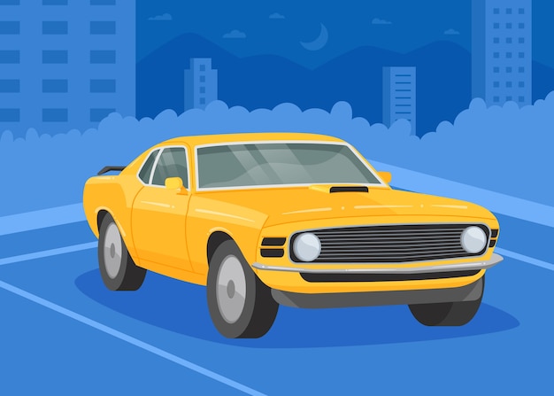 Gratis vector platte ontwerp muscle car illustratie