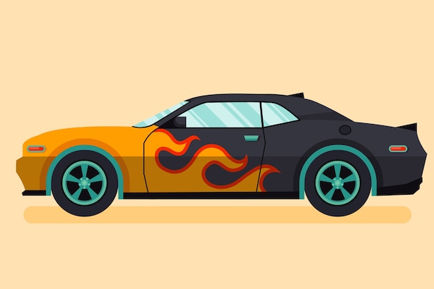 Platte ontwerp muscle car illustratie