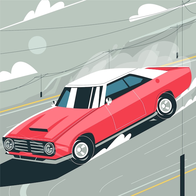 Gratis vector platte ontwerp muscle car illustratie