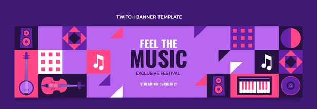 Platte ontwerp muziekfestival twitter banner