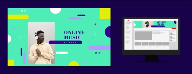 Platte ontwerp muziekfestival youtube-kanaalkunst