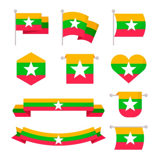 Platte ontwerp myanmar nationale emblemen