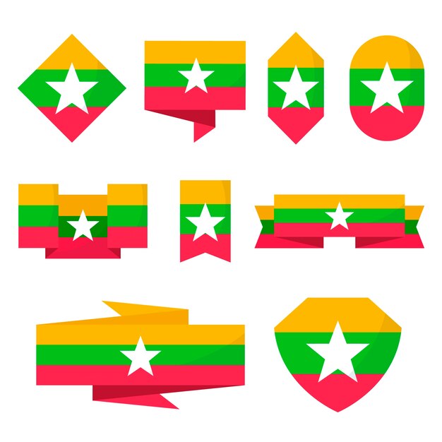Platte ontwerp myanmar nationale emblemen