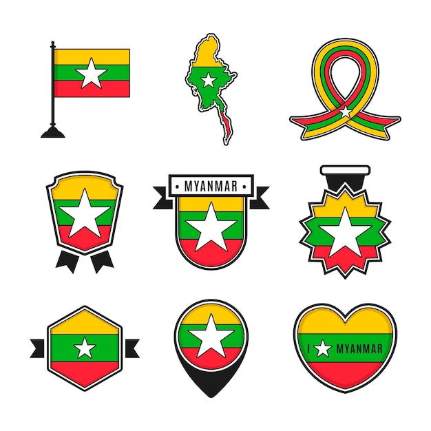 Platte ontwerp myanmar nationale emblemen