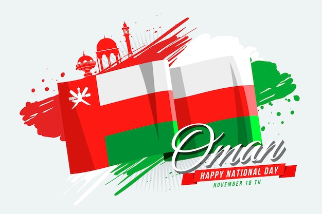 Gratis vector platte ontwerp nationale dag van oman