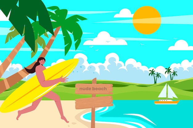 Gratis vector platte ontwerp naturisme concept illustratie