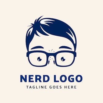 Platte ontwerp nerd logo sjabloon