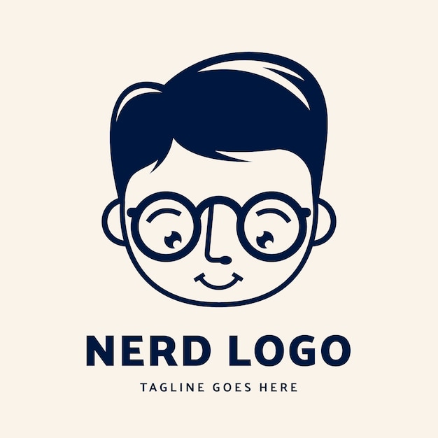 Platte ontwerp nerd logo sjabloon
