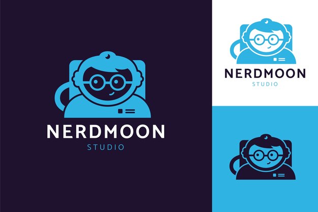 Platte ontwerp nerd logo sjabloon