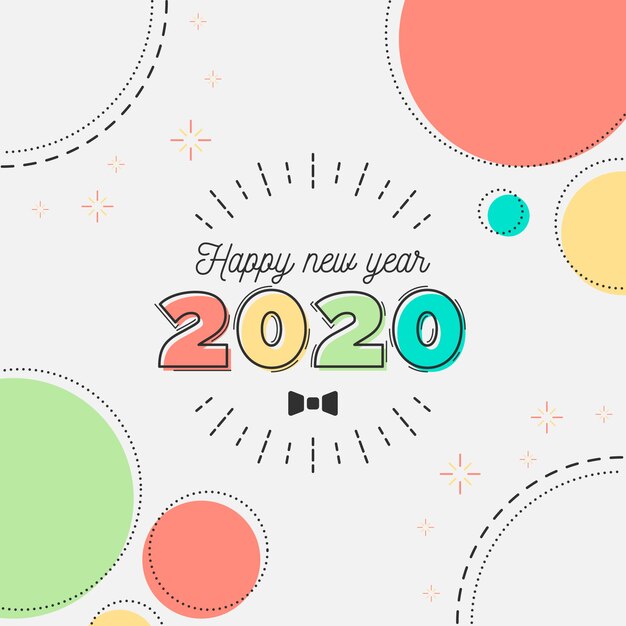 Platte ontwerp nieuwe jaar 2020 achtergrond