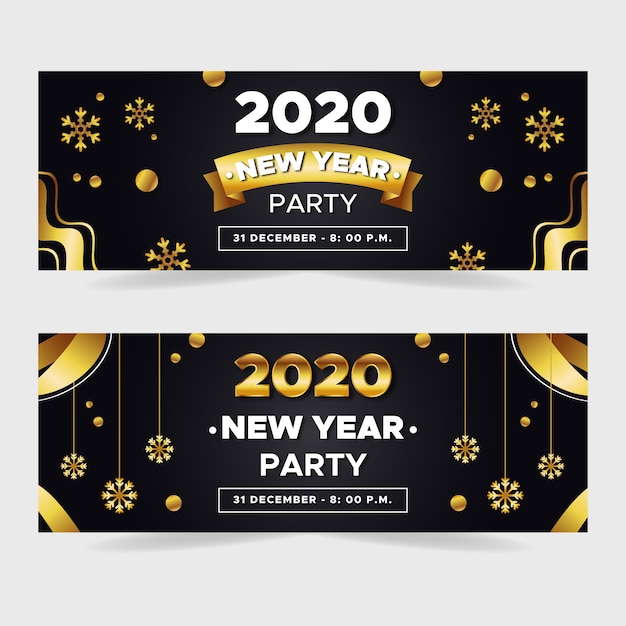 Platte ontwerp nieuwjaar 2020 party banners pack