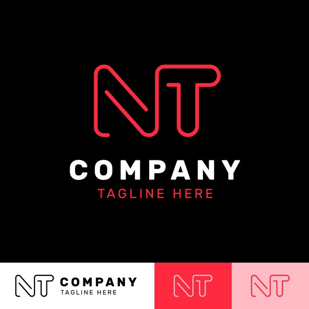 Platte ontwerp nt of tn logo sjabloon