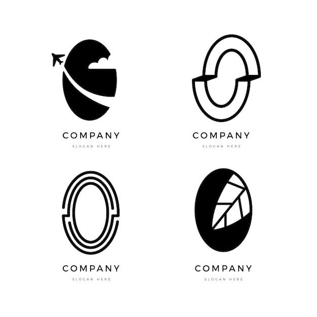 Platte ontwerp o logo sjablooncollectie