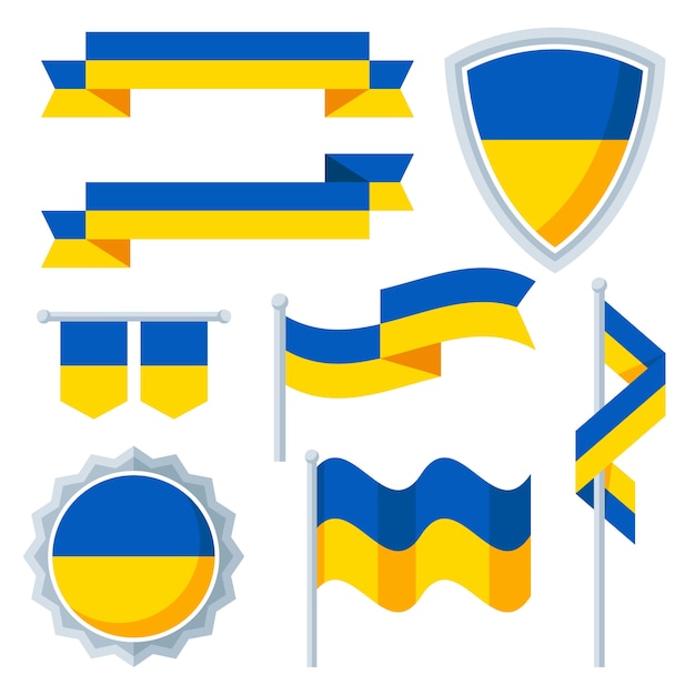 Gratis vector platte ontwerp oekraïne nationale emblemen collectie