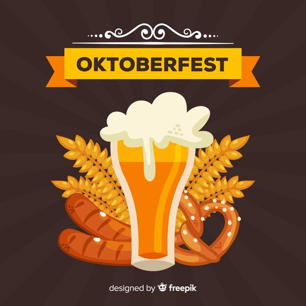 Platte ontwerp oktoberfest achtergrond