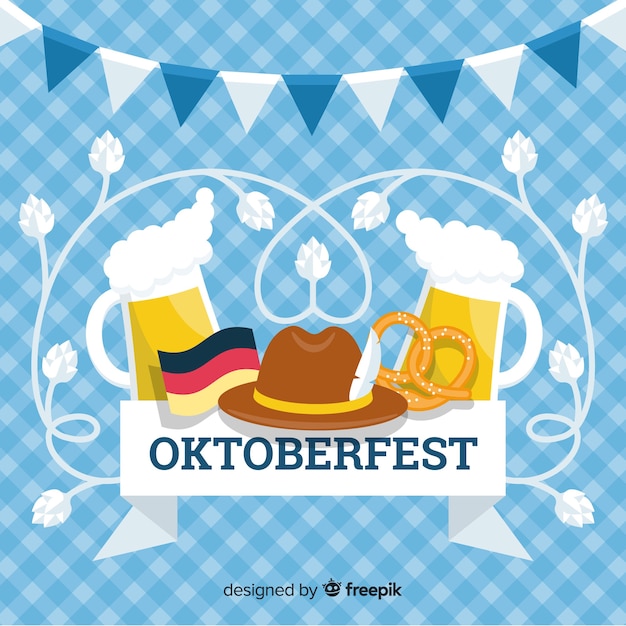 Gratis vector platte ontwerp oktoberfest achtergrond