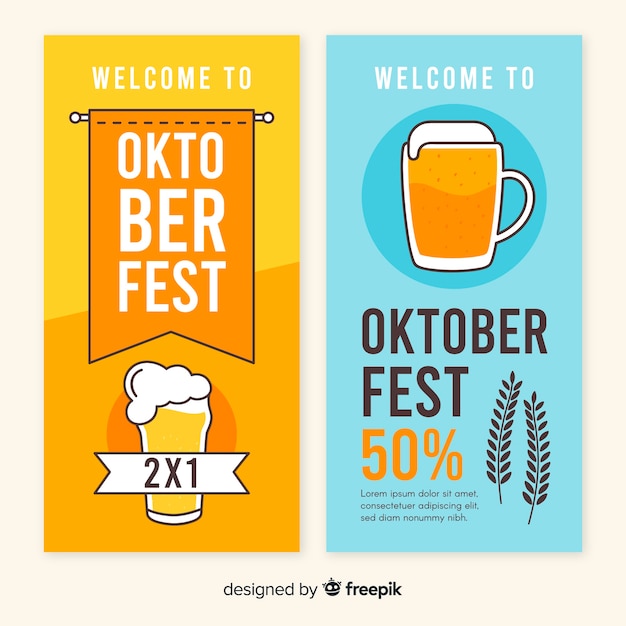 Platte ontwerp oktoberfest banners sjabloon