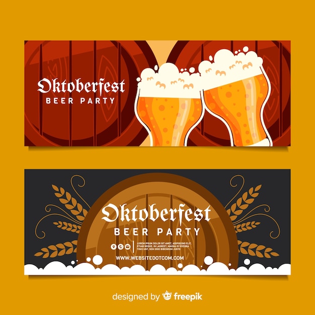 Platte ontwerp oktoberfest banners sjabloon