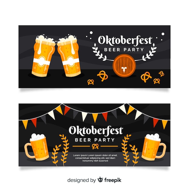 Platte ontwerp oktoberfest banners sjabloon