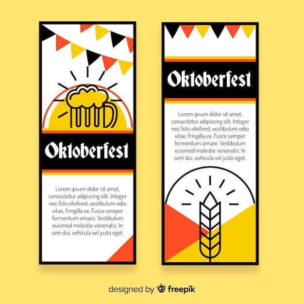 Gratis vector platte ontwerp oktoberfest banners sjabloon