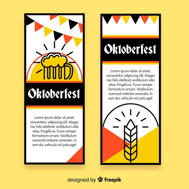 Platte ontwerp oktoberfest banners sjabloon