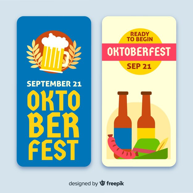 Platte ontwerp oktoberfest banners sjabloon