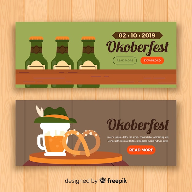 Platte ontwerp oktoberfest banners sjabloon