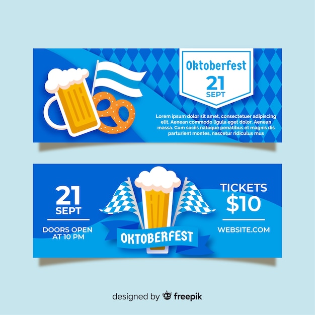 Platte ontwerp oktoberfest banners sjabloon