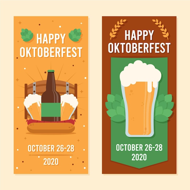 Platte ontwerp oktoberfest banners sjabloon