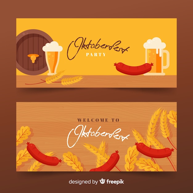 Platte ontwerp oktoberfest banners