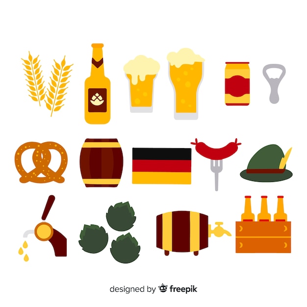 Platte ontwerp oktoberfest element collectie