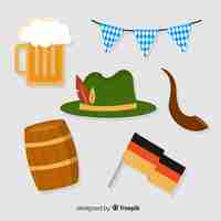 Gratis vector platte ontwerp oktoberfest element collectie