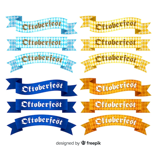 Gratis vector platte ontwerp oktoberfest lintcollectie