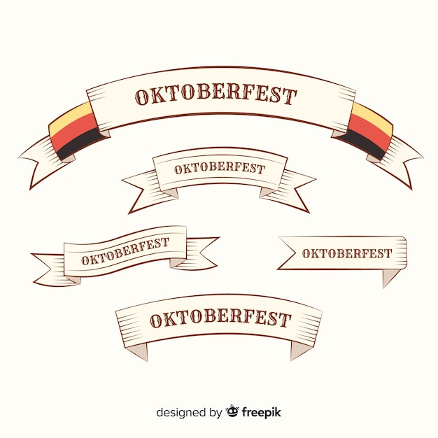 Gratis vector platte ontwerp oktoberfest lintcollectie