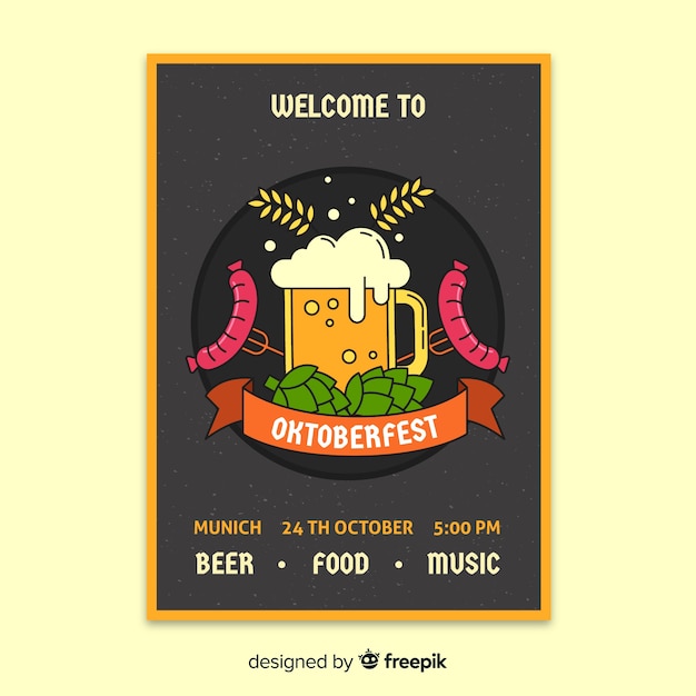 Platte ontwerp oktoberfest poster sjabloon