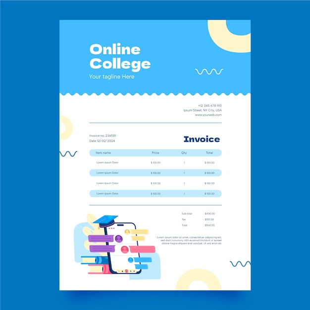 Platte ontwerp online collegefactuur