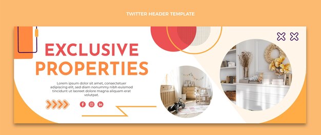 Gratis vector platte ontwerp onroerend goed twitter header