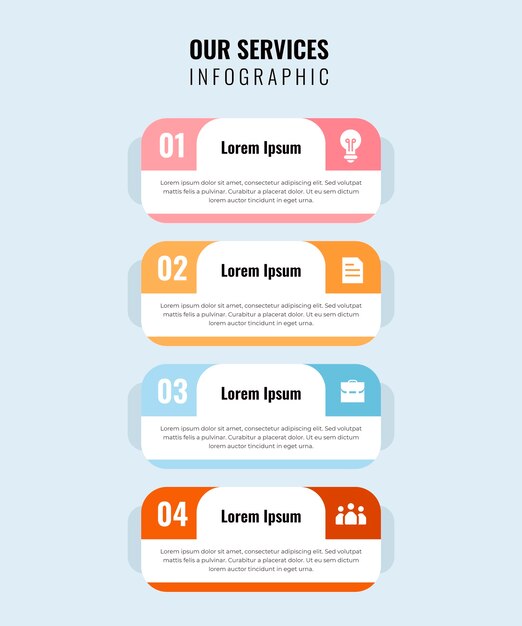 Gratis vector platte ontwerp onze diensten infographic sjabloon