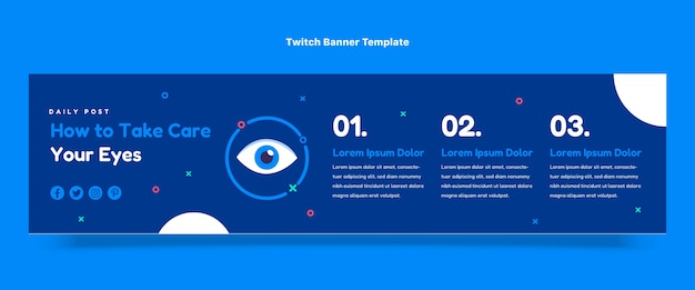 Gratis vector platte ontwerp oogarts twitch banner