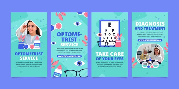 Platte ontwerp optometrist instagram-verhalen
