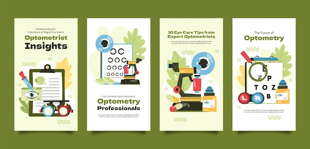 Platte ontwerp optometrist instagram-verhalen