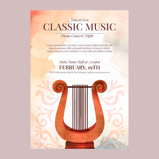 Gratis vector platte ontwerp orkest concert poster