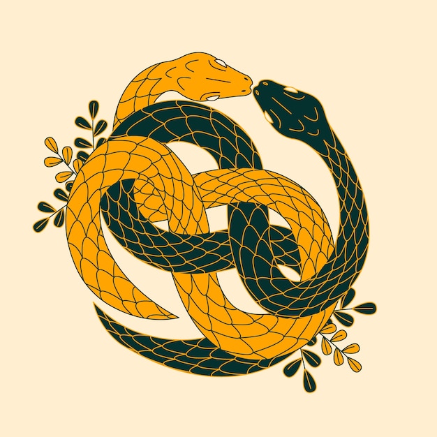 Platte ontwerp ouroboros illustratie