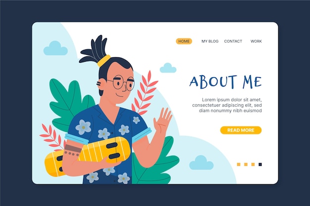 Platte ontwerp over mij websjabloon geïllustreerd